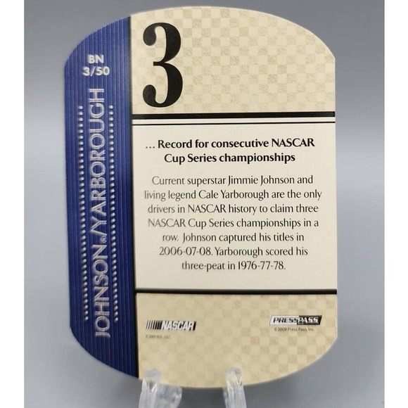 2010 Press Pass Jimmie Johnson Cale Yarborough BN3 - Picture 2 of 2